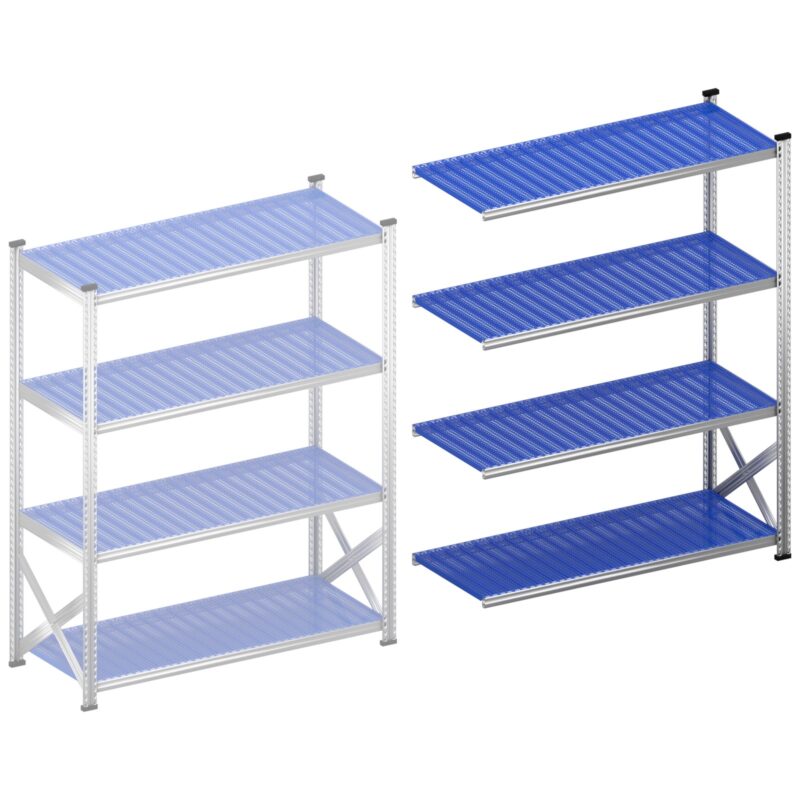 Legbordstelling S1 aanbouwset 1500 mm H1972 x D600 kunststof afdekplaat blauw - Afbeelding 4