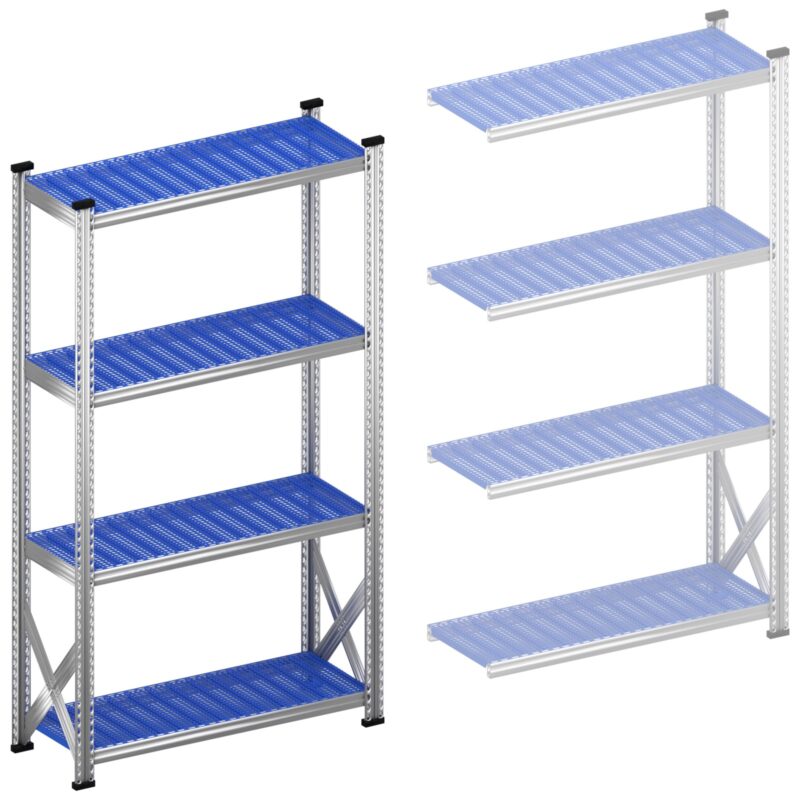 Legbordstelling S1 startset 1050 mm H1972 x D500 kunststof afdekplaat blauw - Afbeelding 2