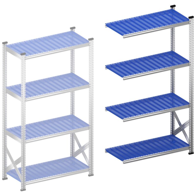 Legbordstelling S1 aanbouwset 1050 mm H1972 x D500 kunststof afdekplaat blauw
