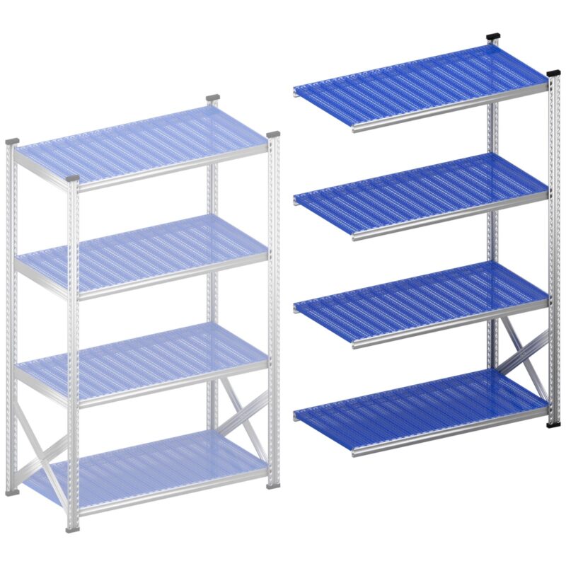 Legbordstelling S1 aanbouwset 1200 mm H1972 x D600 kunststof afdekplaat blauw