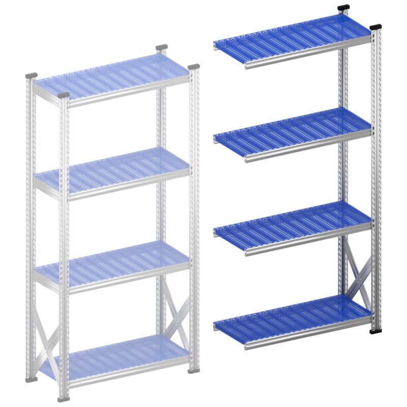 Legbordstelling S1 aanbouwset 900 mm H1972 x D400 kunststof afdekplaat blauw