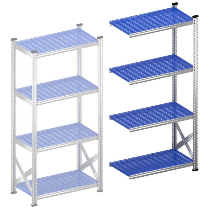 Legbordstelling S1 aanbouwset 900 mm H1972 x D500 kunststof afdekplaat blauw