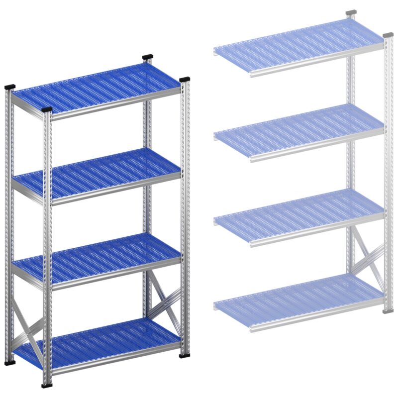 Legbordstelling S1 startset 1050 mm H1972 x D500 kunststof afdekplaat blauw