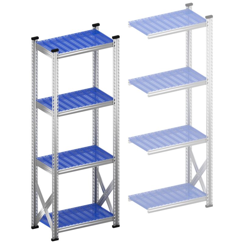 Legbordstelling S1 startset 600 mm H1972 x D400 kunststof afdekplaat blauw