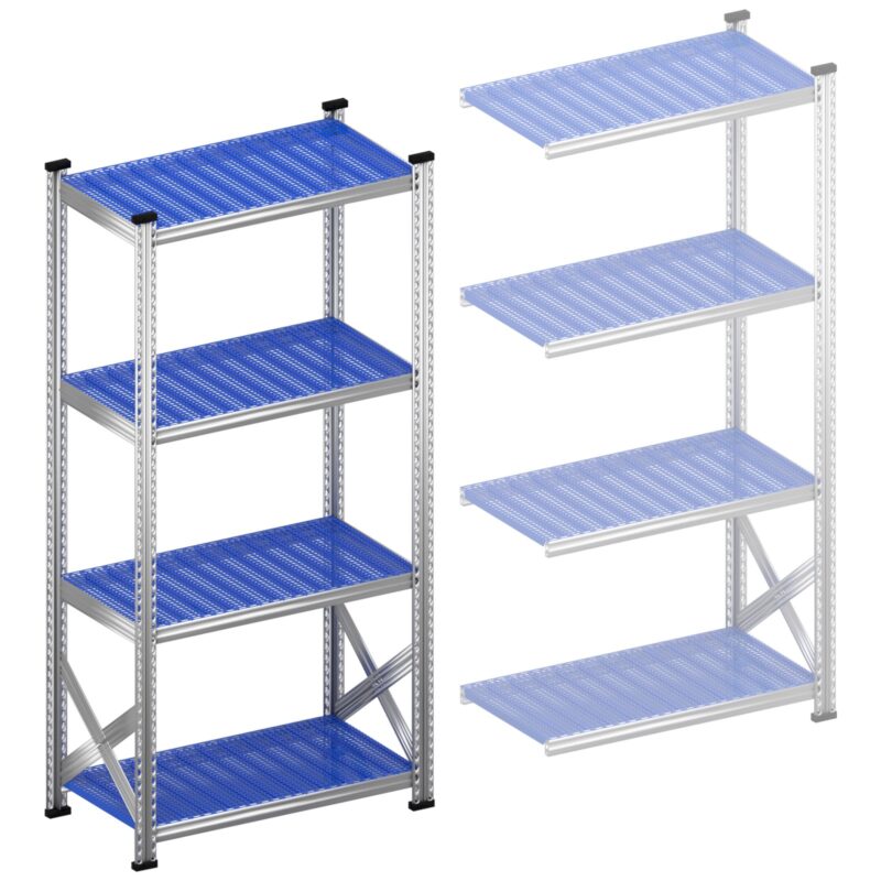 Legbordstelling S1 startset 900 mm H1972 x D500 kunststof afdekplaat blauw